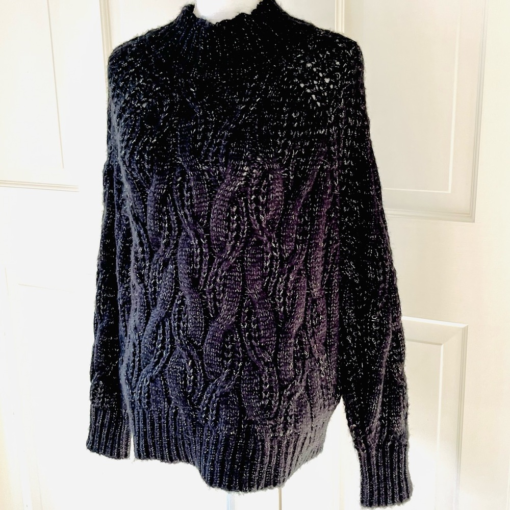 Cliche black grey flecked chunky knit sweater M
